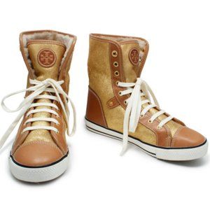 Tory Burch Benjamin High Top Shearling Sneakers